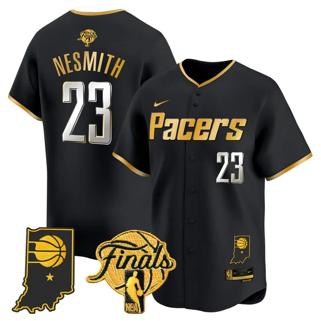 Indiana Pacers 2025 Finals Vapor Baseball Jersey BLACK #23 AARON NESMITH.webp