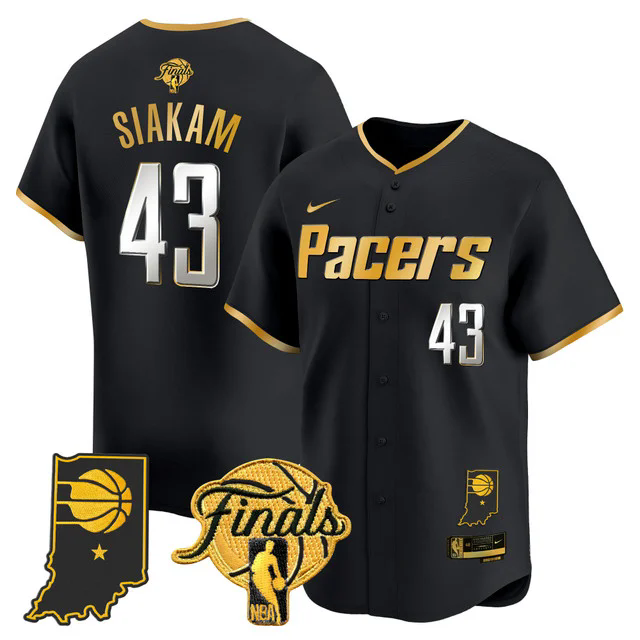Indiana Pacers 2025 Finals Vapor Baseball Jersey BLACK #43 PASCAL SIAKAM.webp
