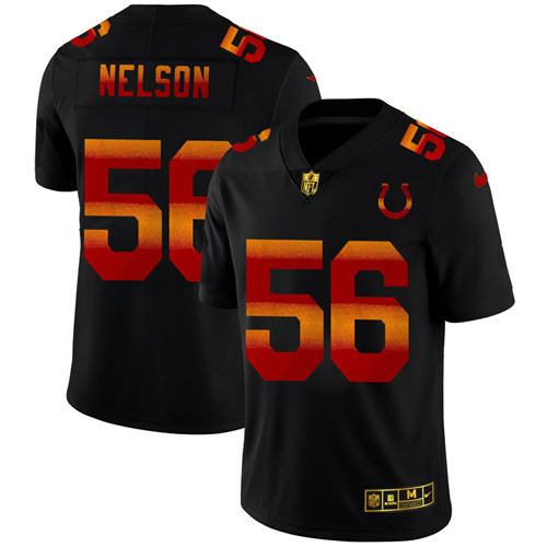 Indianapolis Colts #56 Quenton Nelson Men's Black Nike Red Orange Stripe Vapor Limited NFL Jersey