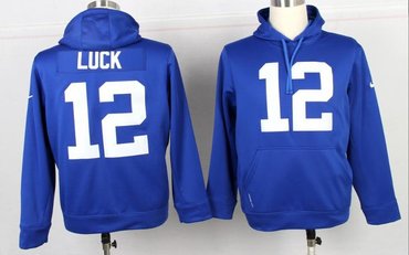 Indianapolis Colts 12 Andrew Luck Pullover Hoodie Blue