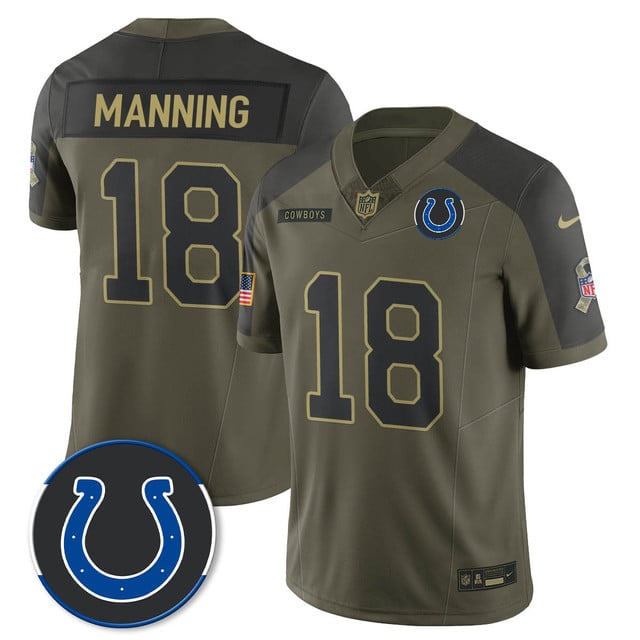 Indianapolis Colts 2025 Salute to Service Limited Jersey olive #18 Peyton Manning