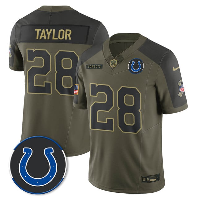 Indianapolis Colts 2025 Salute to Service Limited Jersey olive #28 Jonathan Taylor