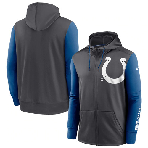 Indianapolis Colts Charcoal Royal Fan Gear Mascot Performance Full-Zip Hoodie
