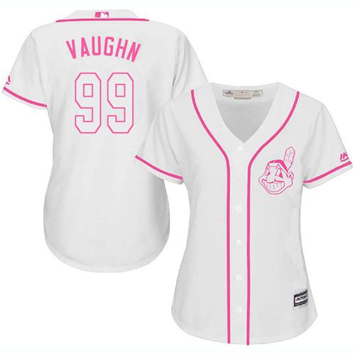 Indians #99 Ricky Vaughn White Pink Fashion Women's Stitched MLB Jersey