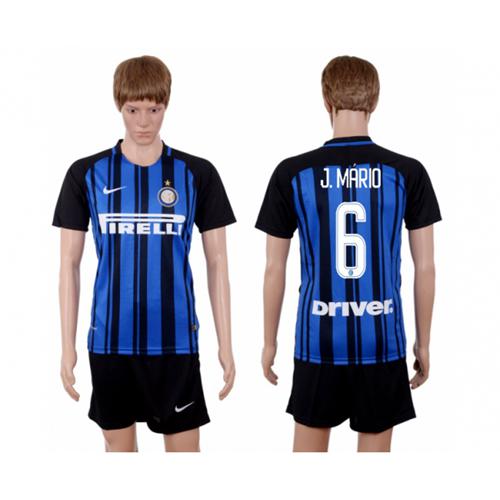 Inter Milan #6 J.Mario Home Soccer Club Jersey