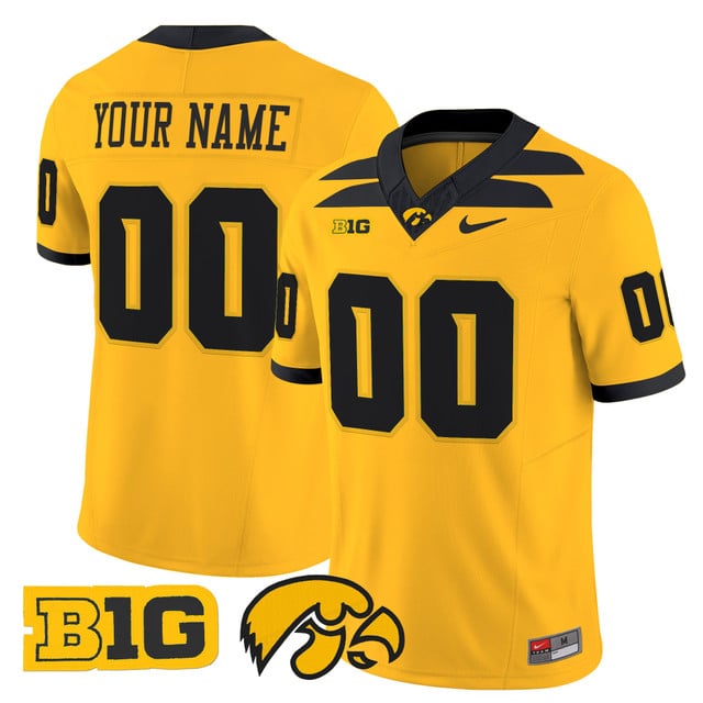 Iowa Hawkeyes 2025 Vapor Limited Custom Jersey gold