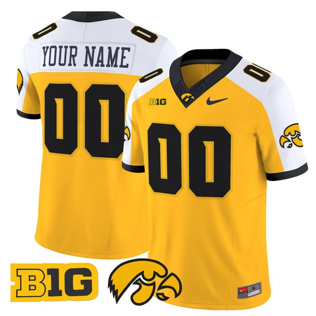 Iowa Hawkeyes 2025 Vapor Limited Custom Jersey gold white