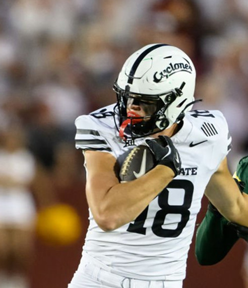 Iowa State Cyclones #18 Benjamin Brahmer 2025 White Black Football Game Jersey 