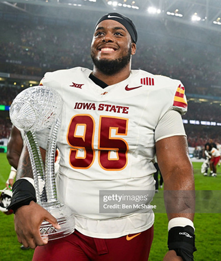 Iowa State Cyclones #95 Domonique Orange 2025 White Red Football Game Jersey 