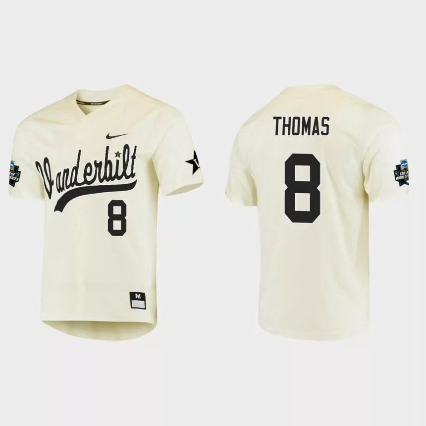 Isaiah Thomas Vanderbilt Commodores College World Series Baseball Jersey – Cream