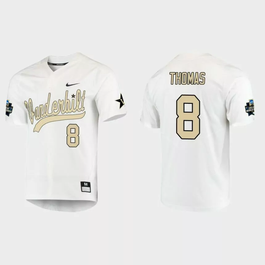 Isaiah Thomas Vanderbilt Commodores College World Series Baseball Jersey – White