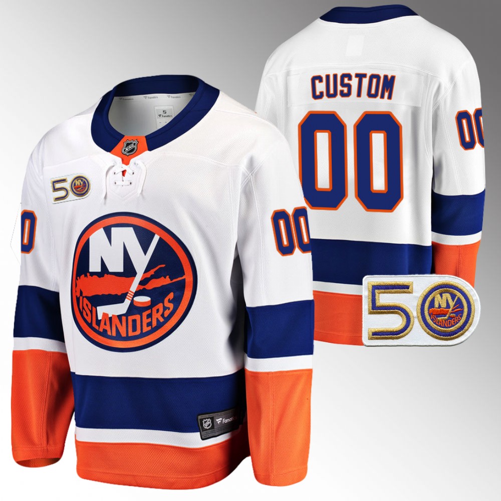 Islanders #00 Custom White 2022-23 50th Anniversary Jersey