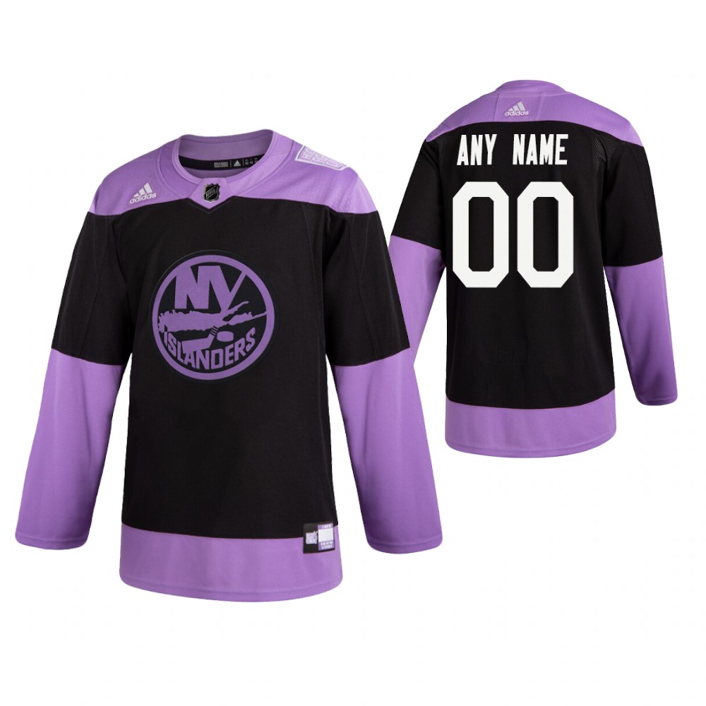 Islanders Custom Black Practice Hockey Fights Cancer Jersey