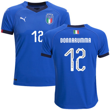 Italy #12 Donnarumma Home Kid Soccer Country Jersey