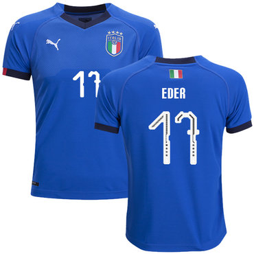 Italy #17 Eder Home Kid Soccer Country Jersey