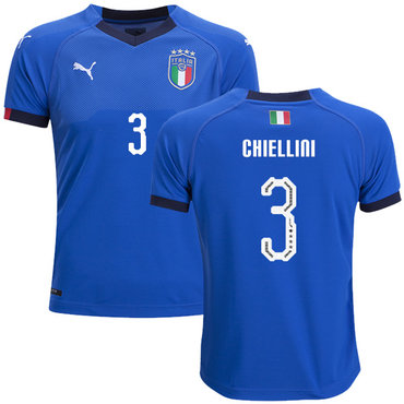 Italy #3 Chiellini Home Kid Soccer Country Jersey