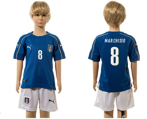 Italy #8 Marchisio Blue Home Kid Soccer Country Jersey