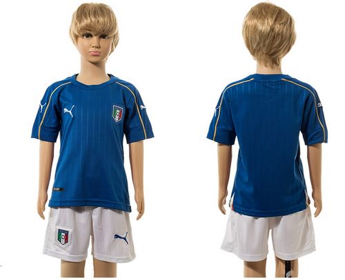 Italy Blank Blue Home Kid Soccer Country Jersey