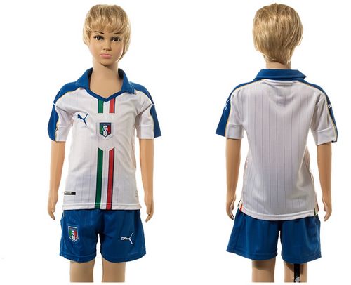 Italy Blank White Away Kid Soccer Country Jersey
