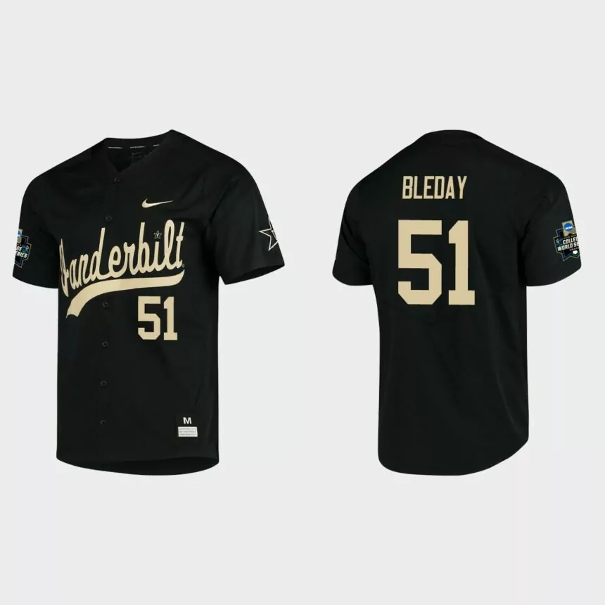 J.J. Bleday Vanderbilt Commodores College World Series Baseball Jersey – Black