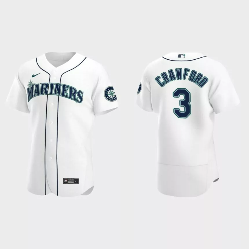 J.P. Crawford #3 Seattle Mariners Authentic Home Jersey – White