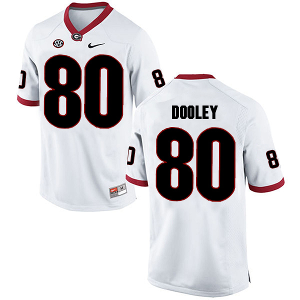 J.T. Dooley Georgia Bulldogs Men's Jersey - #80 NCAA White Limited Away