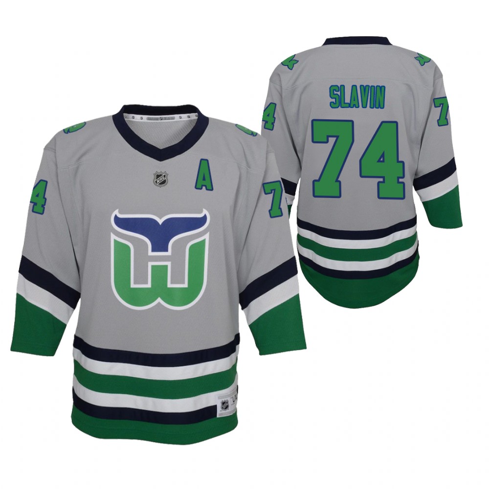 Jaccob Slavin Carolina Hurricanes 2021 Reverse Retro Green Youth Jersey Replica
