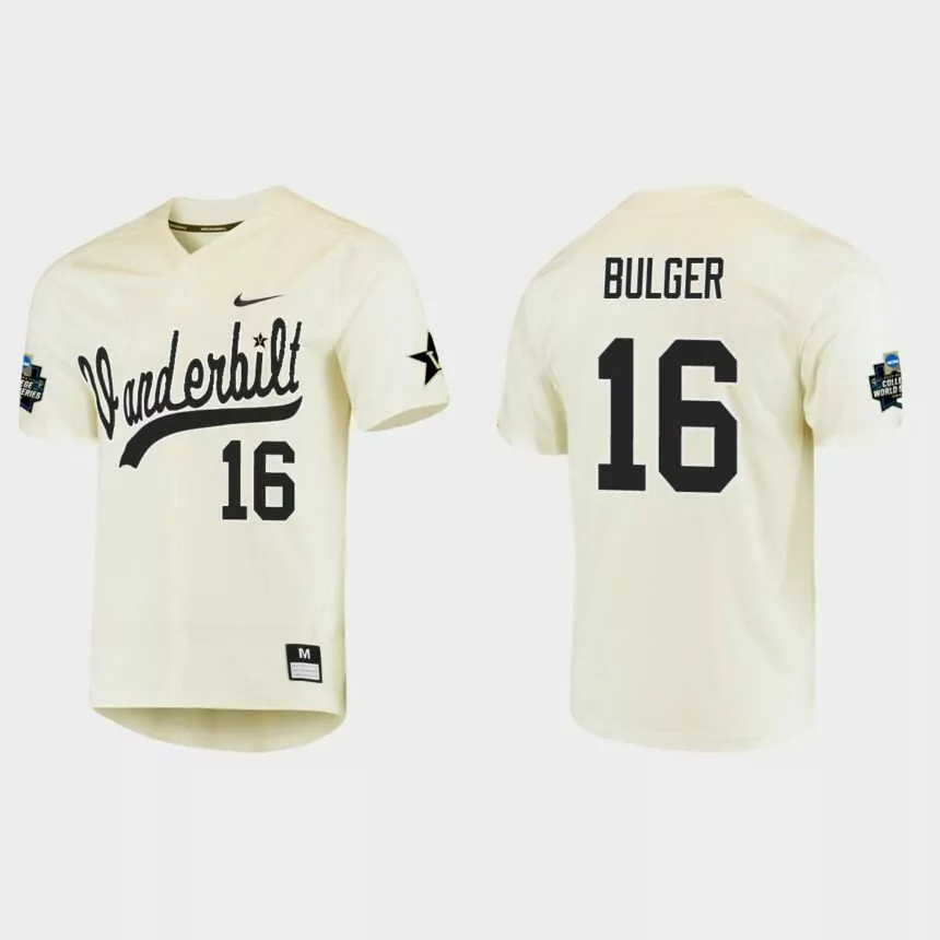 Jack Bulger Vanderbilt Commodores College World Series Baseball Jersey – Cream