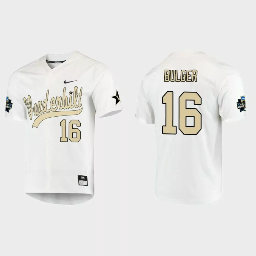 Jack Bulger Vanderbilt Commodores College World Series Baseball Jersey – White