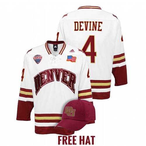 Jack Devine College Hockey Denver Pioneers White Jersey