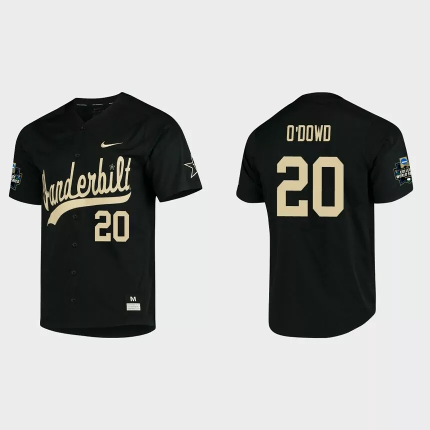 Jack O’Dowd Vanderbilt Commodores College World Series Baseball Jersey – Black