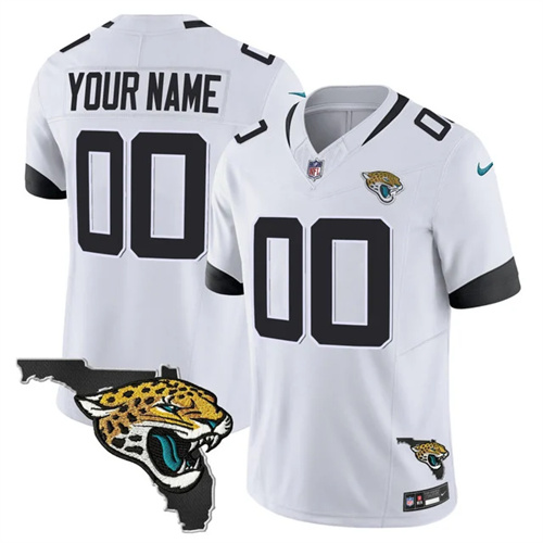 Jacksonville Jaguars Florida Patch Vapor Custom Jersey - All Stitched White