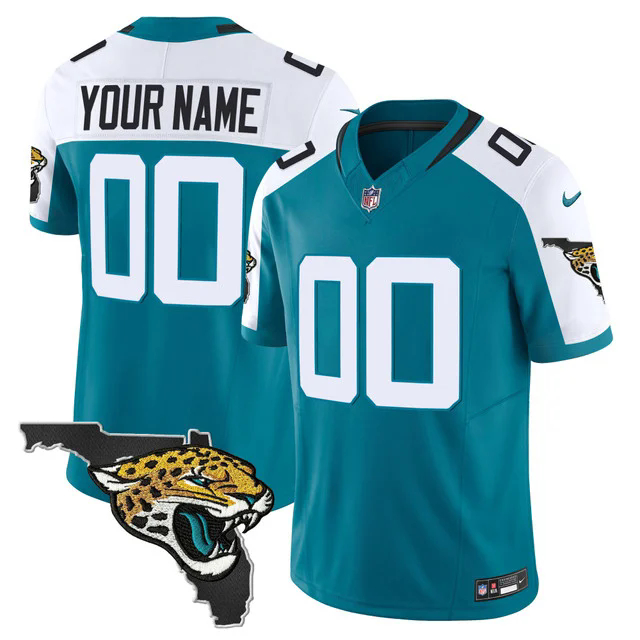 Jacksonville Jaguars Florida Patch Vapor Custom Jersey TEAL ALTERNATE.webp