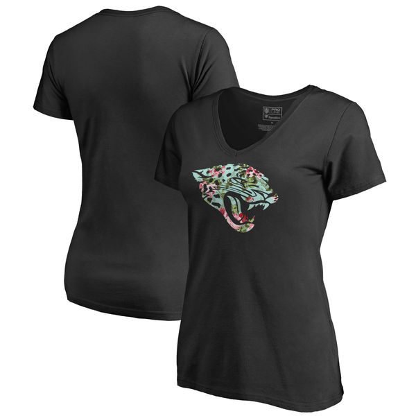 Jacksonville Jaguars NFL Pro Line By Fanatics Branded Women's Lovely Plus Size V Neck T-Shirt Black