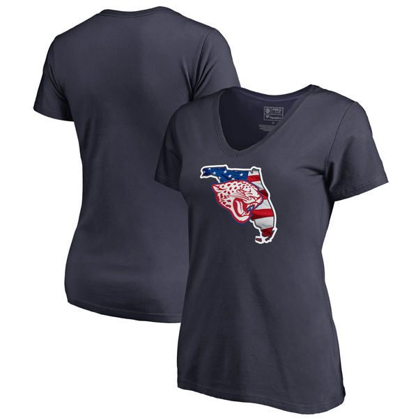 Jacksonville Jaguars Navy Women's NFL Pro Line By Fanatics Branded Banner State T-Shirt