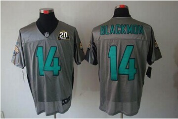 Jaguars #14 Justin Blackmon Grey Shadow With 20TH Season Patch Jersey