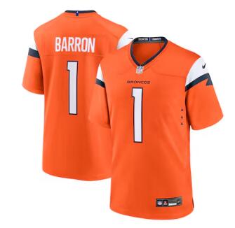 Jahdae Barron Denver Broncos Nike 2025 NFL Draft First Round Pick Game Jersey - Orange