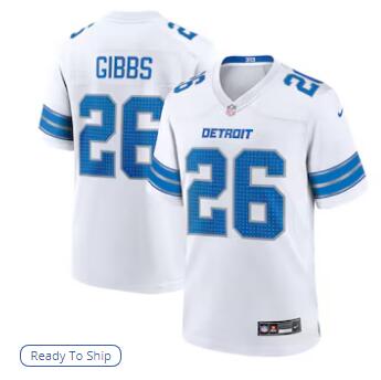 Jahmyr Gibbs Detroit Lions Nike Game Jersey - White