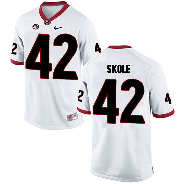 Jake Skole Georgia Bulldogs Men's Jersey - #42 NCAA White Limited Away