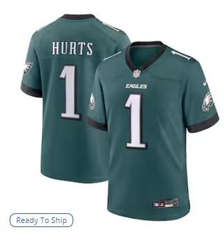 Jalen Hurts Philadelphia Eagles Nike Team Game Jersey - Midnight Green