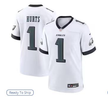 Jalen Hurts Philadelphia Eagles Nike White Game Jersey - White