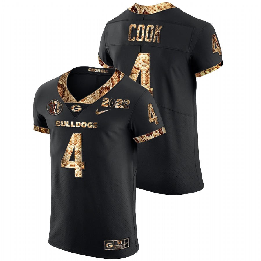 James Cook Georgia Bulldogs Black 2022 College Football Playoff Python Skin Jersey