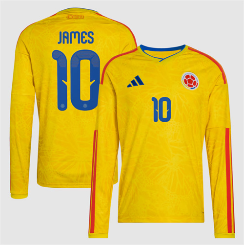 James Rodriguez Colombia National Team adidas 2026 Home Replica Long Sleeve Jersey