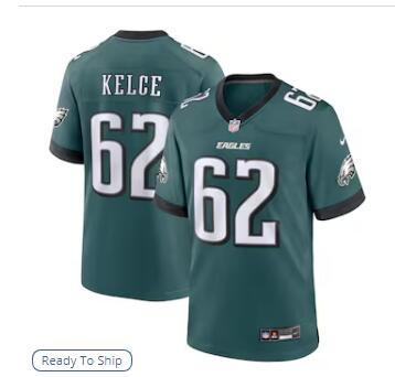 Jason Kelce Philadelphia Eagles Nike Team Game Jersey - Midnight Green