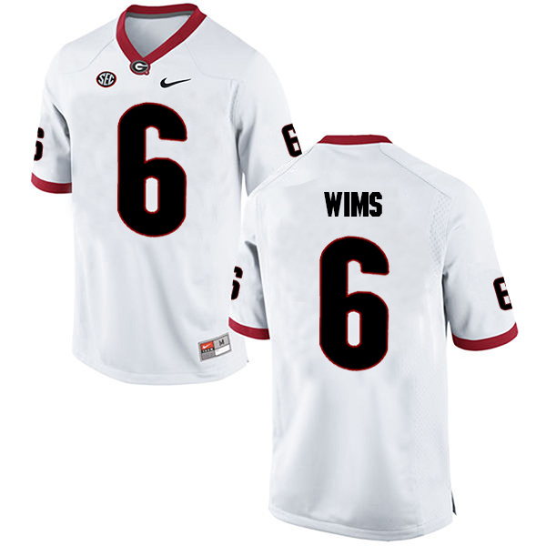 Javon Wims Georgia Bulldogs Men's Jersey - #6 NCAA White Limited Away