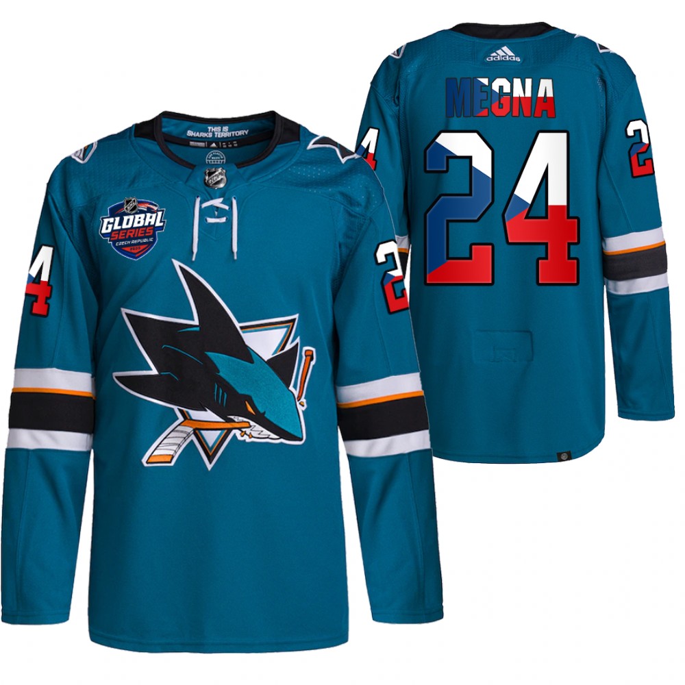 Jaycob Megna San Jose Sharks Teal 2022 NHL Global Series Czech Republic Challenge Jersey
