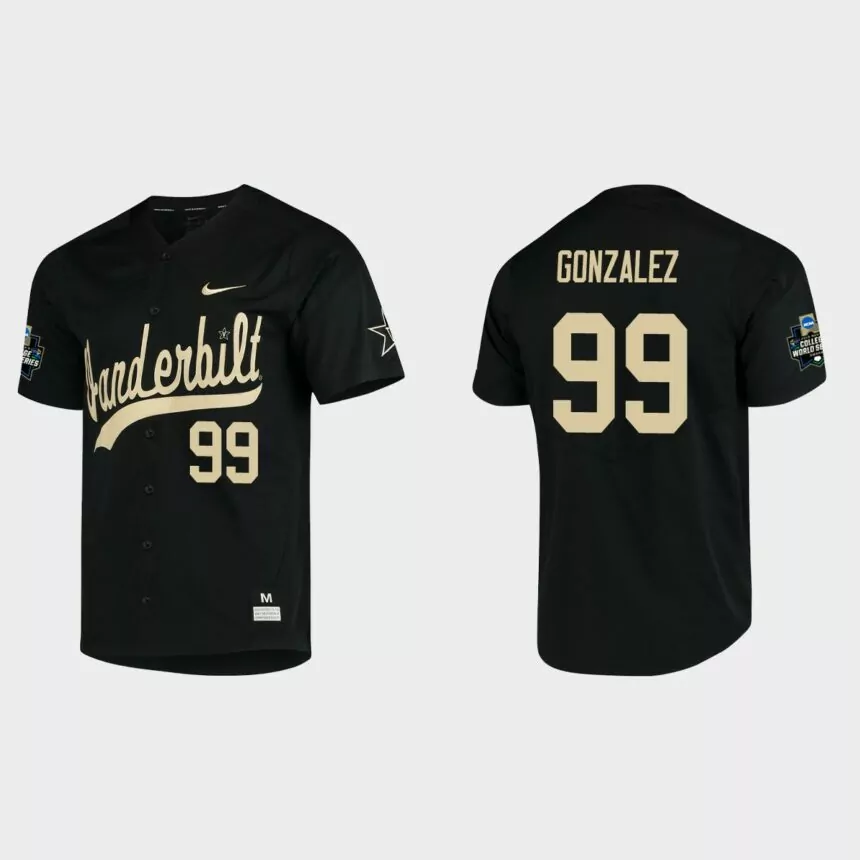 Jayson Gonzalez Vanderbilt Commodores College World Series Baseball Jersey – Black