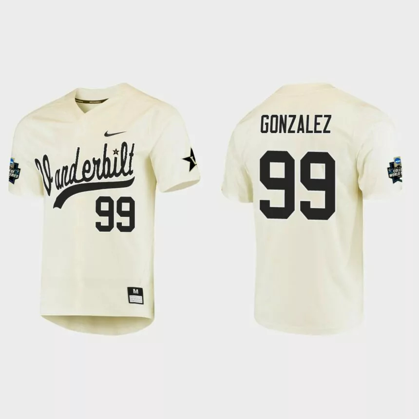 Jayson Gonzalez Vanderbilt Commodores College World Series Baseball Jersey – Cream