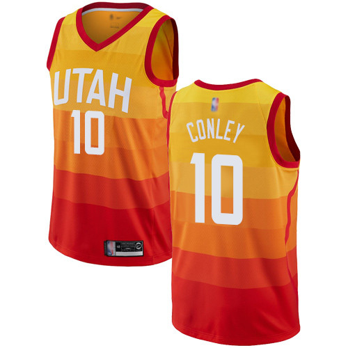 Jazz #10 Mike Conley Orange Basketball Swingman City Edition Jersey