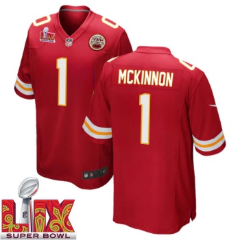 Jerick McKinnon No 1 Men Super Bowl LIX Kansas City Chiefs Home Game 2025 Jersey- Replica